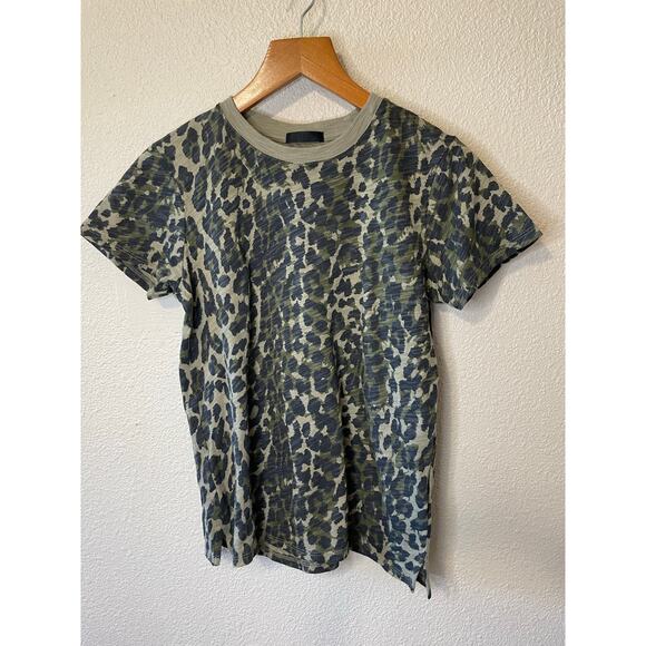 ATM Army Camo & Cheetah Print Short Sleeve Cotton Crew Neck Tee Size XS Y2K - Picture 2 of 8